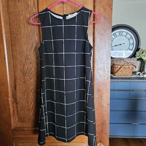 New‎ Ginger G Large A line Black & White Scoop Neck Checkered Tank Dress